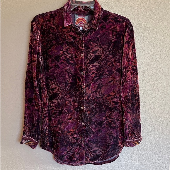 Johnny Was Tops - Johnny Was Scarlet Cobra Velvet Oversized Top Button Up Shirt